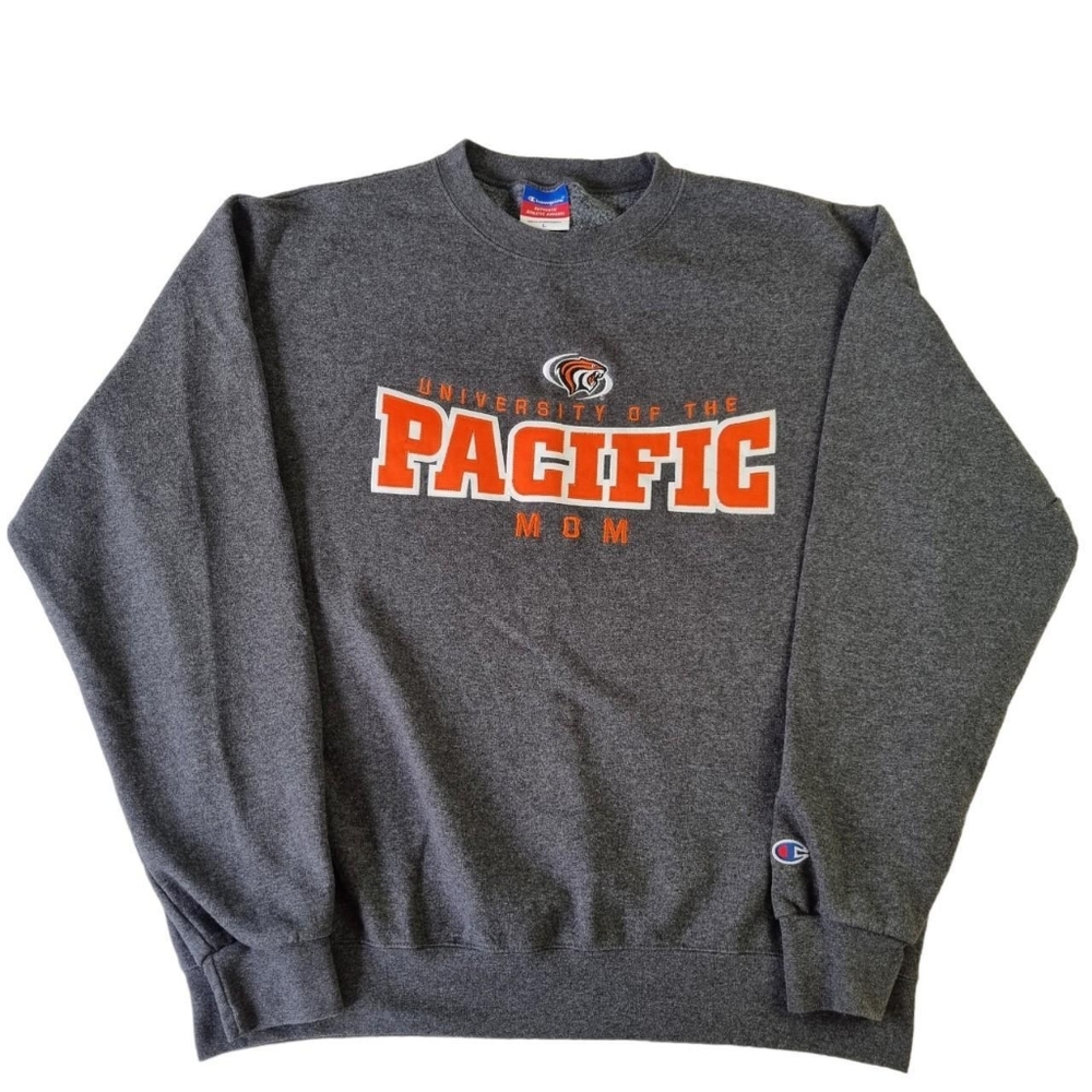 Champion University Of The Pacific Mom Sweatshirt USA Grey Sweater Mens Large. - Picture 1 of 7